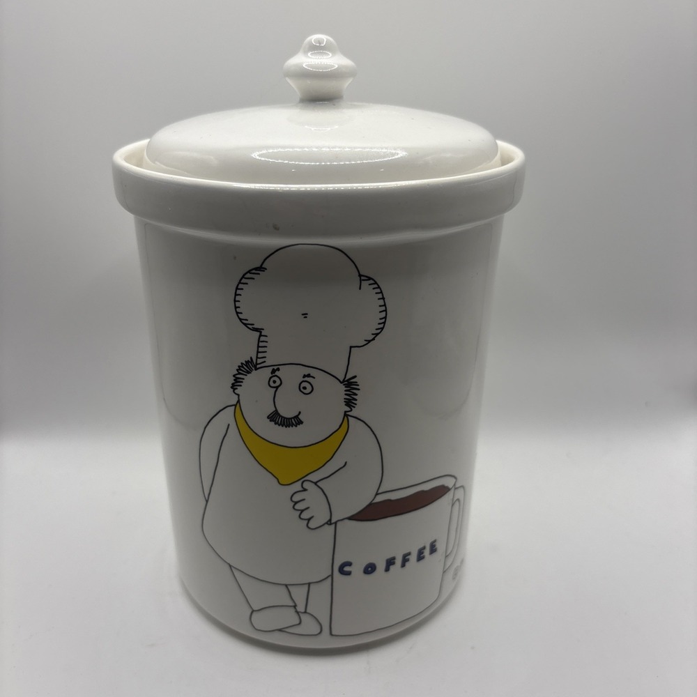 Vtg Barney Saltzberg Chefs‎ Cartoon 1983 Ceramic Coffee Canister Cookie Jar READ